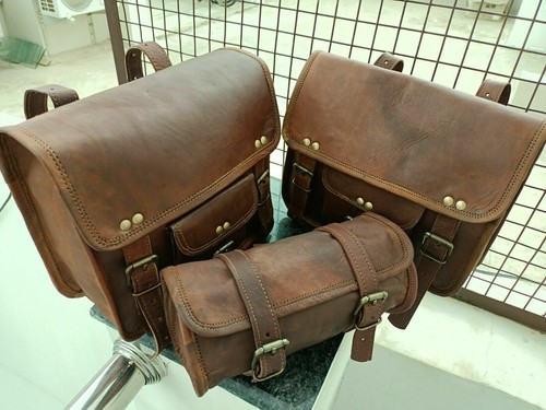 Leather motorcycle saddle - leather, bag