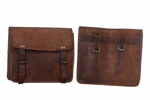 Leather motorcycle saddle bags - leather,